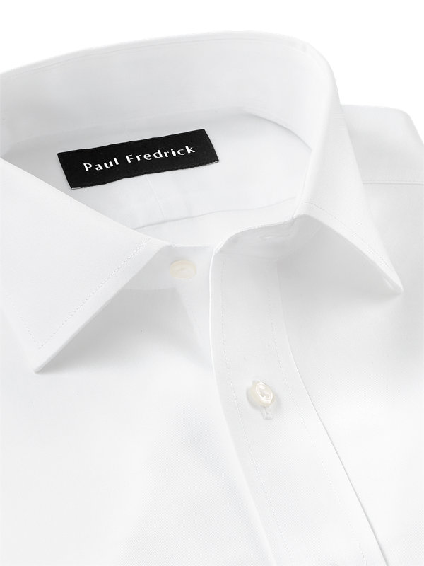 Paul Fredrick Mens Non-Iron Cotton Solid Pinpoint Button Cuff Dress Shirt