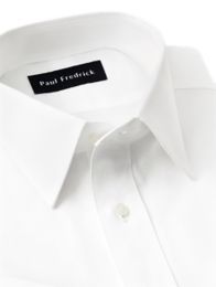 Pure Cotton Pinpoint Solid Color Straight Collar French Cuff Dress Shirt