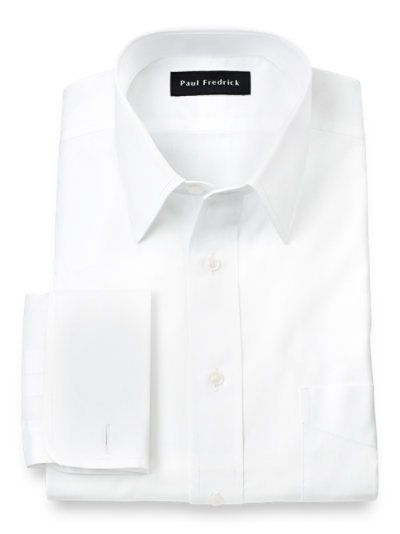 Paul Fredrick Mens Pure Cotton Twill White French Cuff Dress Shirt