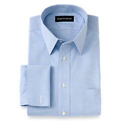 Non-Iron Cotton Pinpoint Solid Color Straight Collar French Cuff Dress Shirt