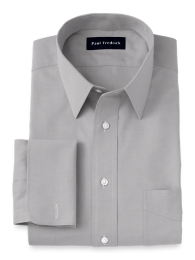 Pure Cotton Pinpoint Solid Color Straight Collar French Cuff Dress Shirt –  Paul Fredrick