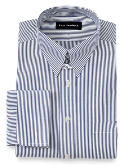 Paul Fredrick Mens Supima Non-Iron Cotton Check Button Cuff Dress Shirt 