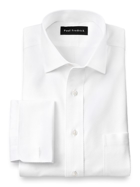 Non-Iron Cotton Solid Color Twill Spread Collar French Cuff Dress Shirt ...