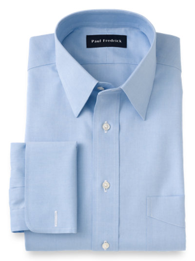 Men's Shirt Non Iron Formal Thick Blue Button Cuff 