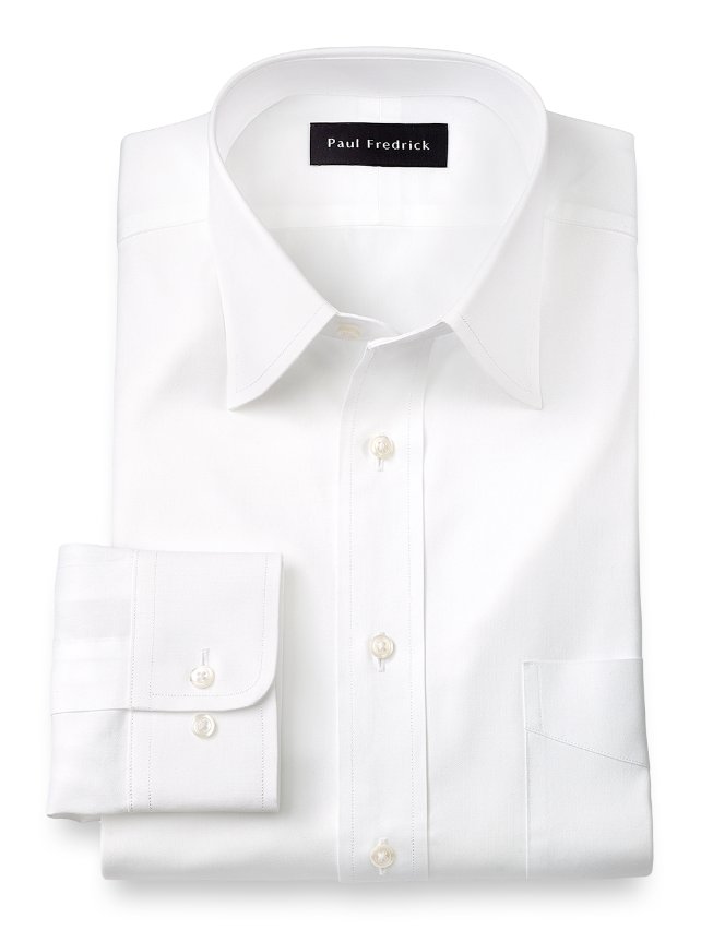 Slim Fit Cotton Pinpoint Oxford Varsity Spread Collar Dress Shirt ...