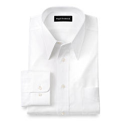Slim Fit Pure Cotton Pinpoint Edge-Stitched Straight Collar Dress Shirt
