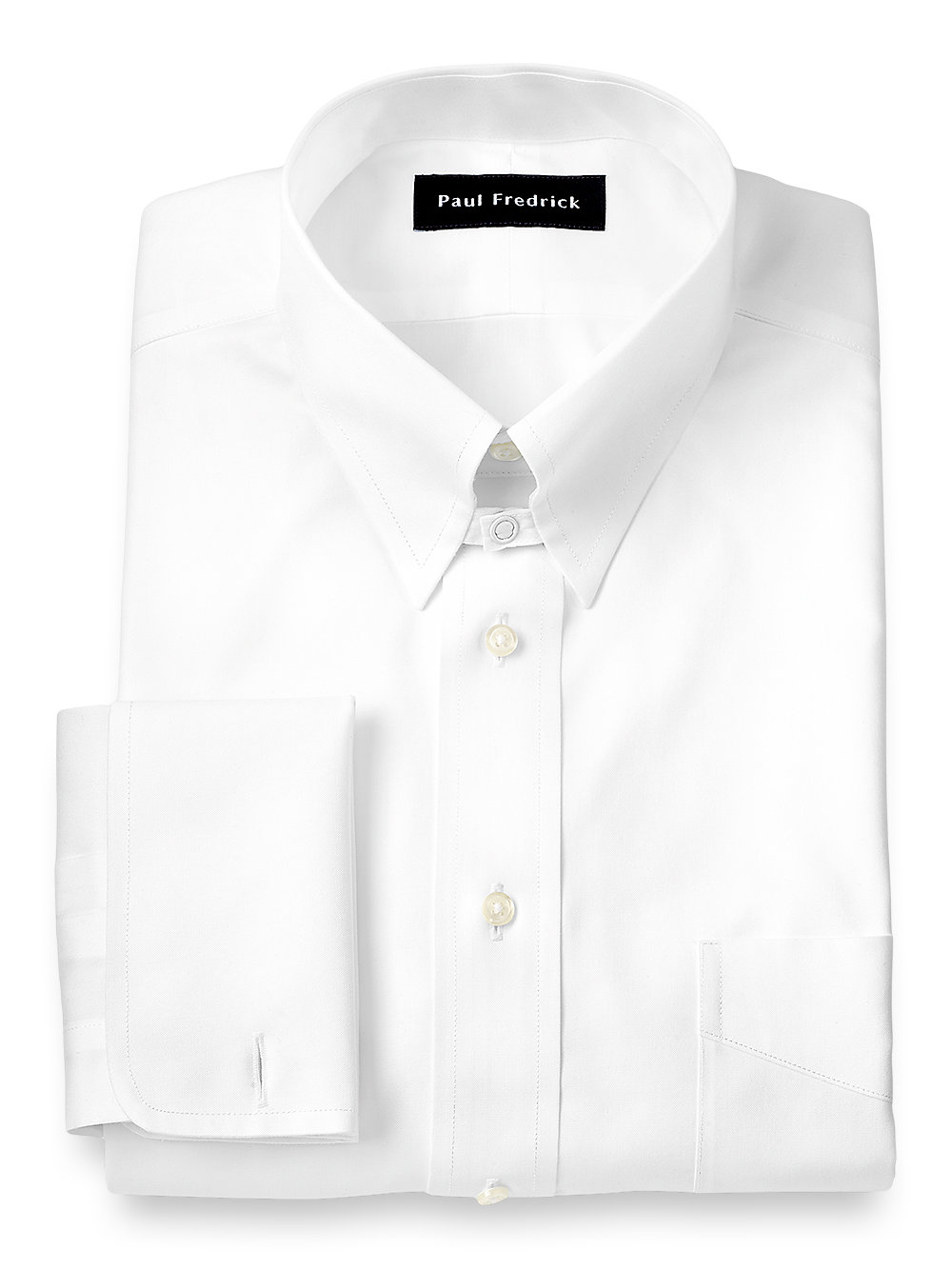 Paul Fredrick Mens Slim Fit Cotton Mini Check French Cuff Dress Shirt 