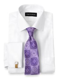 Slim Fit Non-iron Cotton Pinpoint Spread Collar French Cuff Dress Shirt