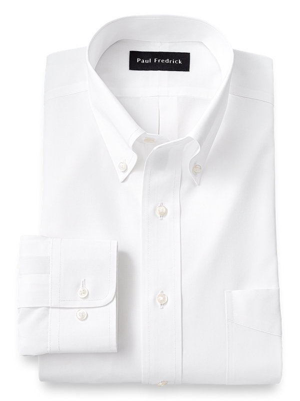 Paul Fredrick Mens Tailored Fit Non-Iron Cotton Dot Dress Shirt 
