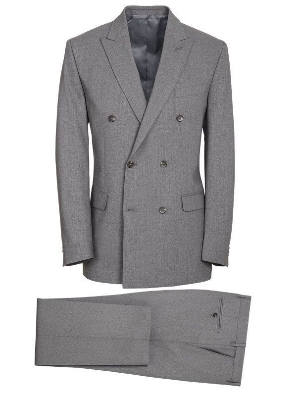 Tailored Fit Double Breasted Essential Wool Suit