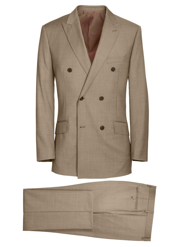 Tailored Fit Sharkskin Double Breasted Peak Lapel Suit