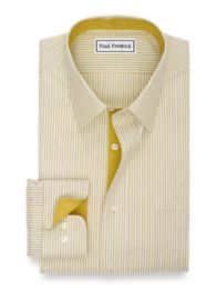 mens yellow striped dress shirt