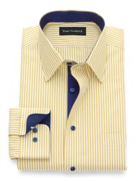 NonIron Cotton Bengal Stripe Dress Shirt with Contrast Trim Paul