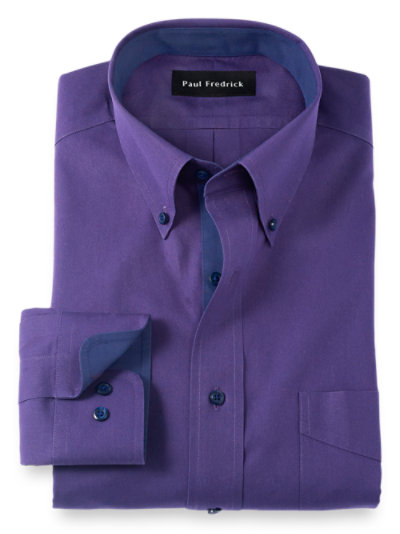Paul Fredrick Mens Classic Fit Non-Iron Cotton Solid Dress Shirt 