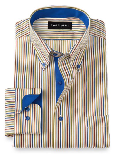 Paul Fredrick Mens Pinpoint Button Down Collar Short Sleeve Dress Shirt 