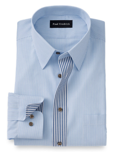 Paul Fredrick Mens Tailored Fit Non-Iron Cotton Solid Dress Shirt 