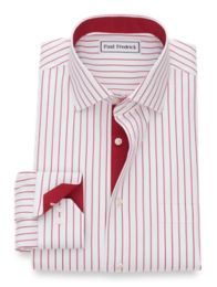 red and white pinstripe dress