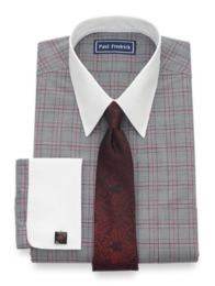 Slim Fit Pure Cotton Plaid French Cuff Dress Shirt Paul Fredrick
