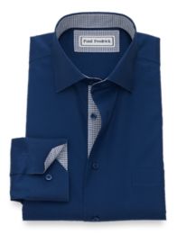 NonIron Cotton Pinpoint Solid Dress Shirt with Contrast Trim Paul