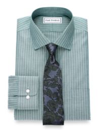 green and white striped dress shirt