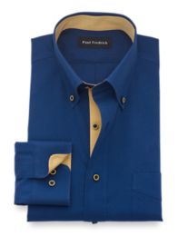 Tailored Fit Luxury Cotton and Merino Wool Solid Dress Shirt with