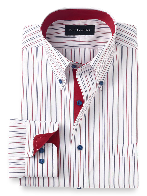 Paul Fredrick Mens Classic Fit Pure Cotton Plaid Dress Shirt