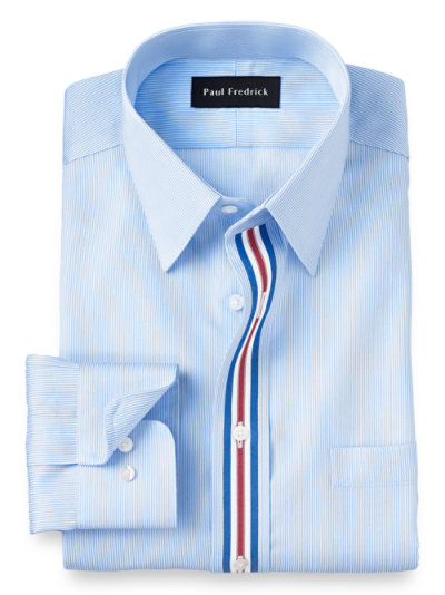 Paul Fredrick Mens Classic Fit Pure Cotton Satin Stripe Dress Shirt 