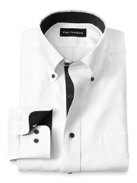 White dress shirt hot sale with black buttons