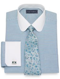 Slim Fit Cotton Horizontal Stripe Dress Shirt Paul Fredrick