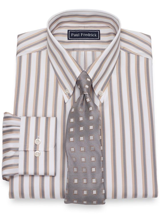 Pure Cotton Broadcloth Satin Stripe Dress Shirt Paul Fredrick