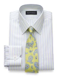 Slim Fit NonIron Cotton Silk Stripe Dress Shirt Paul Fredrick