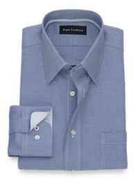 Slim Fit NonIron Cotton Textured Solid Dress Shirt with Contrast Trim Paul Fredrick