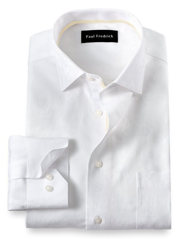 Paul Fredrick Mens Classic Fit Non-Iron Cotton Paisley Print Dress Shirt 