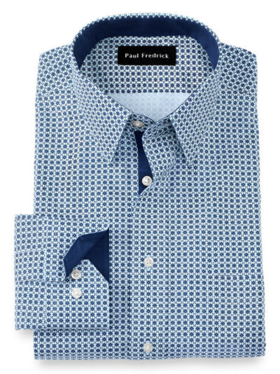 Paul Fredrick Mens Slim Fit Cotton Diamond Stripe Casual Shirt