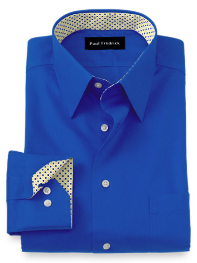 Paul Fredrick Mens Slim Fit Non-Iron Cotton Button Down Collar Dress Shirt Black 16.5/37 
