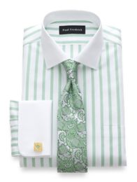 green and white striped mens dress shirt