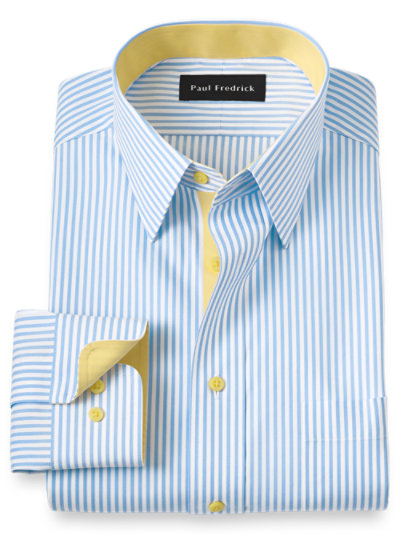 Paul Fredrick Mens Classic Fit Non-Iron Cotton Stocking Print Dress Shirt 