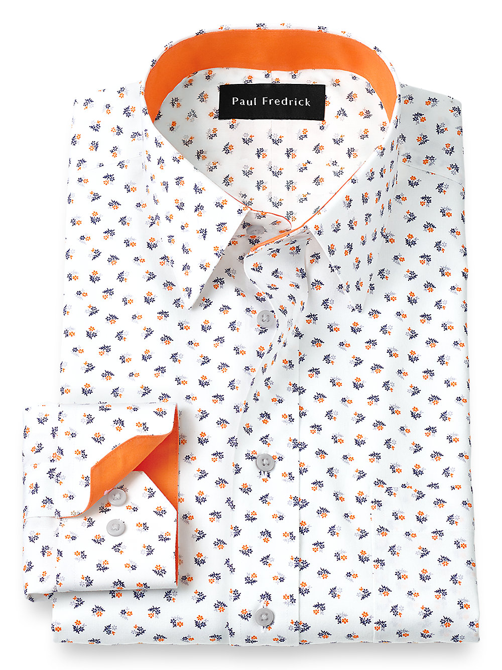 Paul Fredrick Men's Classic Fit Non-Iron Cotton Dot Dress Shirt 