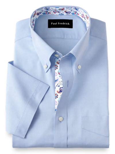 Paul Fredrick Mens Classic Fit Non-Iron Cotton Botanical Print Dress Shirt