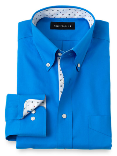 Paul Fredrick Mens Classic Fit Non-Iron Cotton Windowpane Dress Shirt 