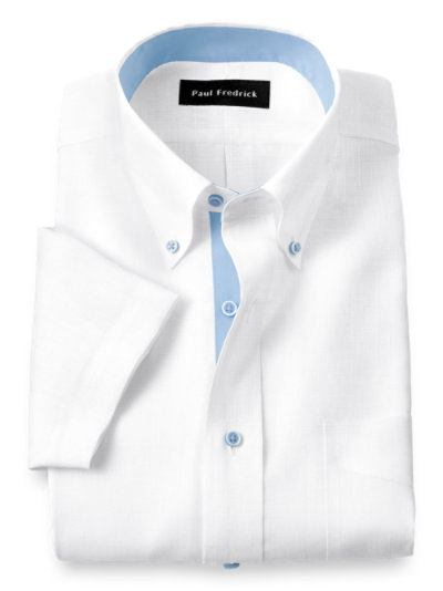 Details about   Paul Fredrick 80's Two Ply Pinpoint Oxford Shirt White Monogrammed ML 15.5-35 
