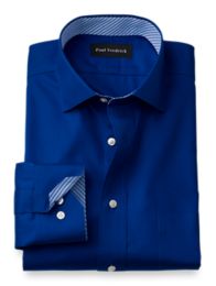 NonIron Cotton Solid Dress Shirt with Contrast Trim Paul Fredrick