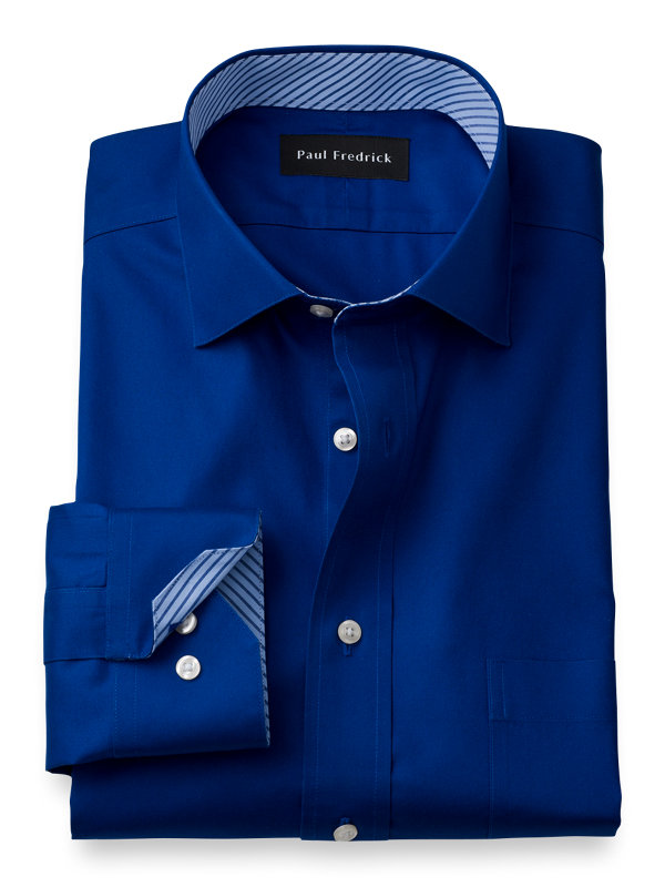 Non-Iron Cotton Solid Dress Shirt with Contrast Trim | Paul Fredrick