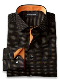 Slim Fit NonIron Cotton Dot Dress Shirt with Contrast Trim Paul Fredrick