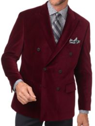 Classic Fit Velvet Double Breasted Peak Lapel Sport Coat 