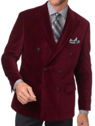 Tailored Fit Velvet Double Breasted Peak Lapel Sport Coat Paul Fredrick