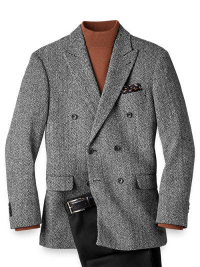 Paul Fredrick Mens Harris Tweed Herringbone Coat 