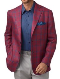 Tailored Fit Linen Windowpane Notch Lapel Sport Coat | Paul Fredrick