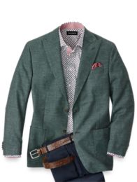 Wool Silk and Linen Solid Peak Lapel Sport Coat | Paul Fredrick