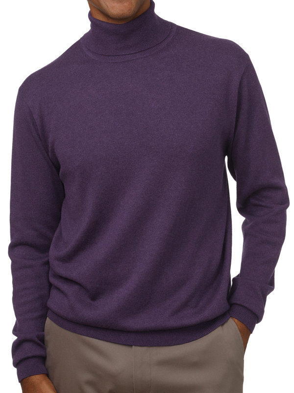 Paul Fredrick Mens Silk Cotton Cashmere Mock Neck Sweater